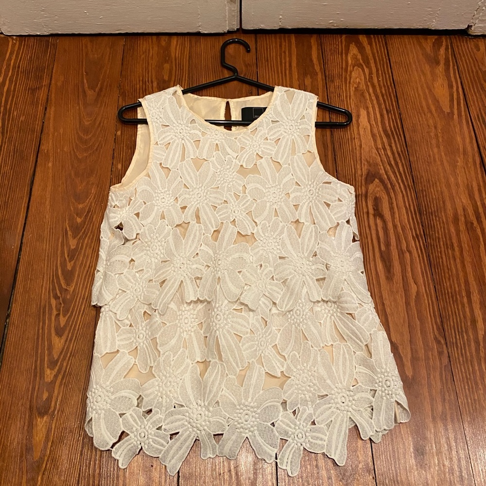 Dolce Vita White Floral Lace Top XS